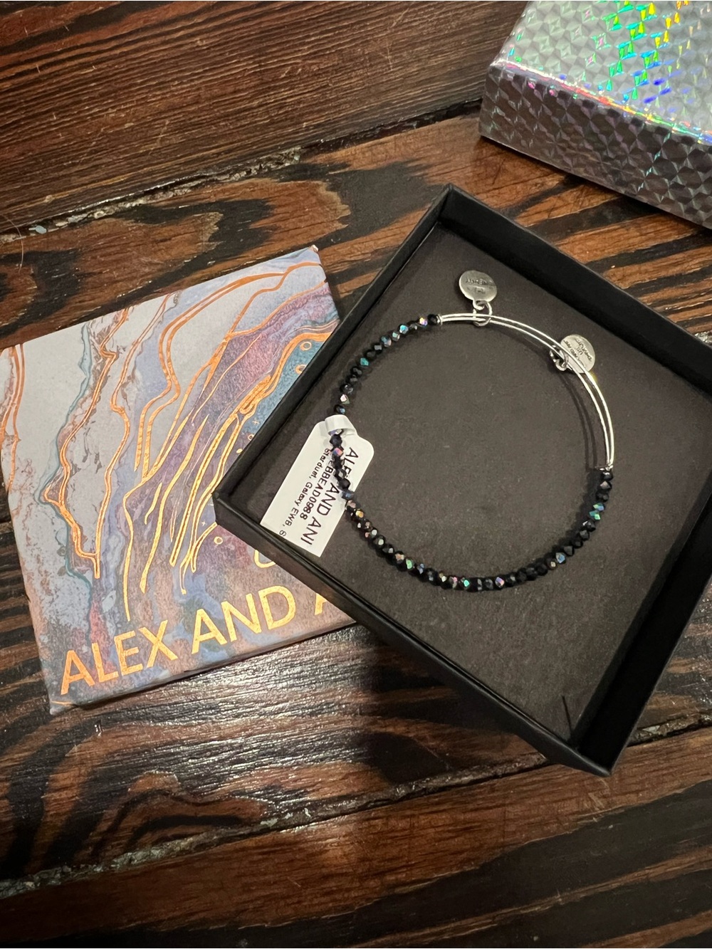 Alex and Ani Black Iridescent Beaded Bracelet